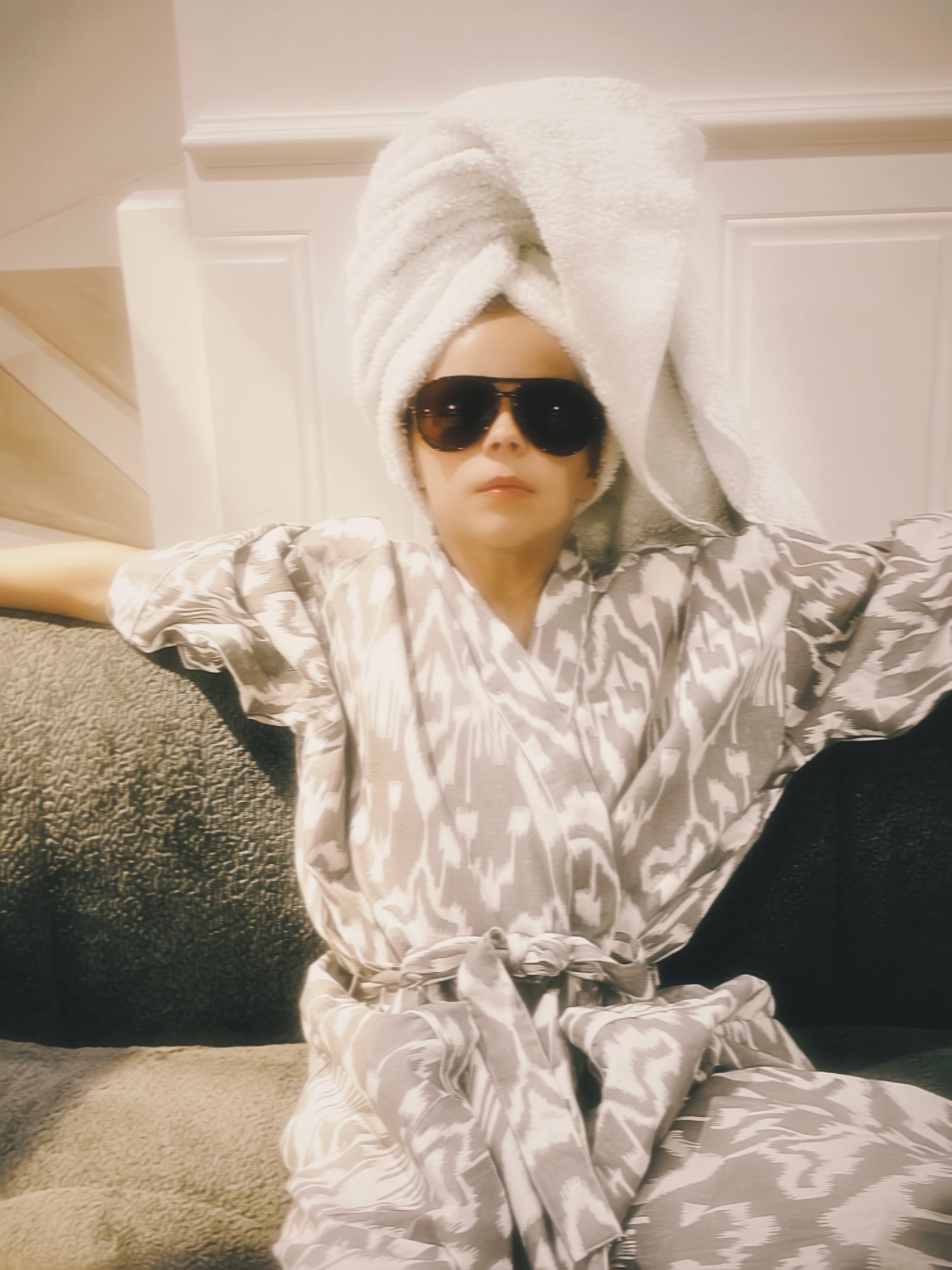 Dove Grey Ikat Robe