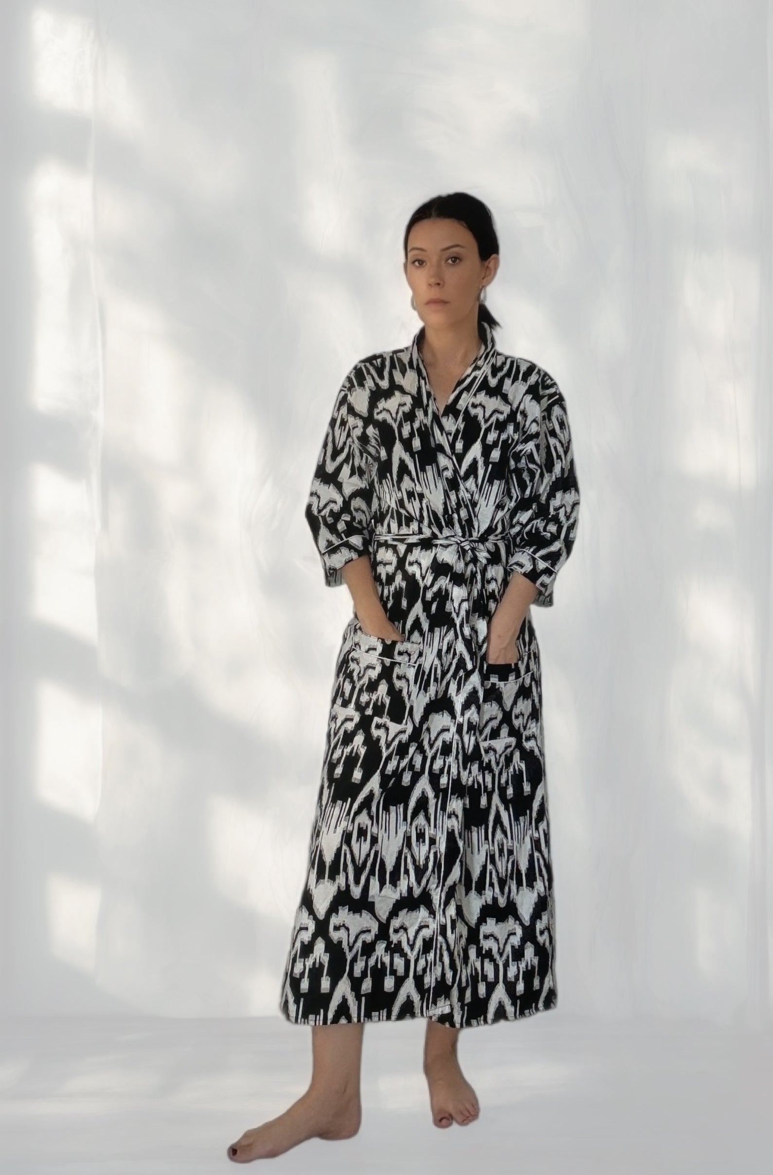 Black Ikat Robe