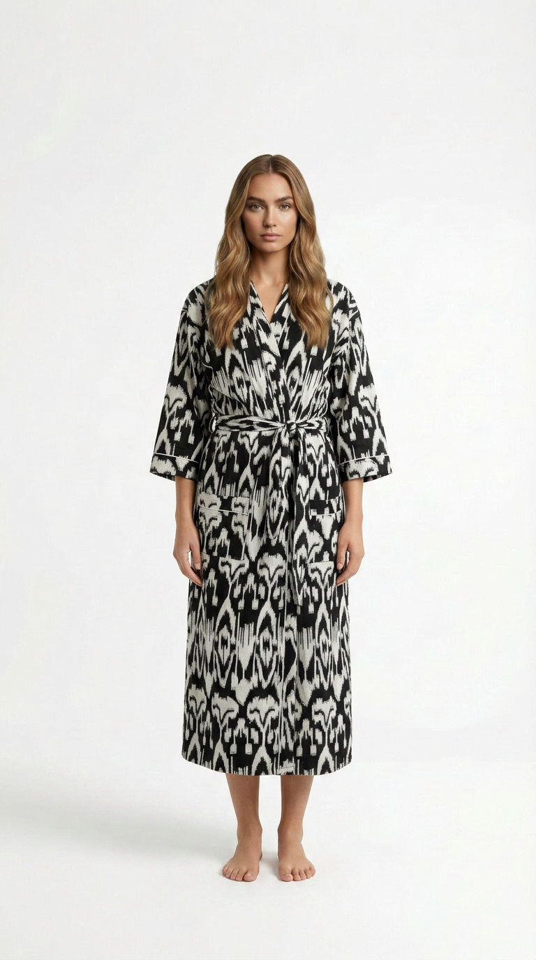 Black Ikat Robe