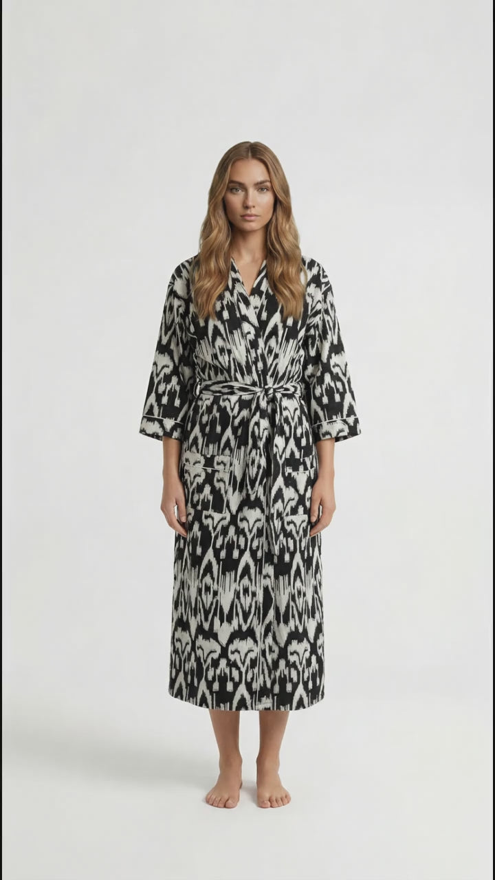 Black Ikat Robe
